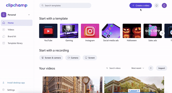 Step 2. Create a video